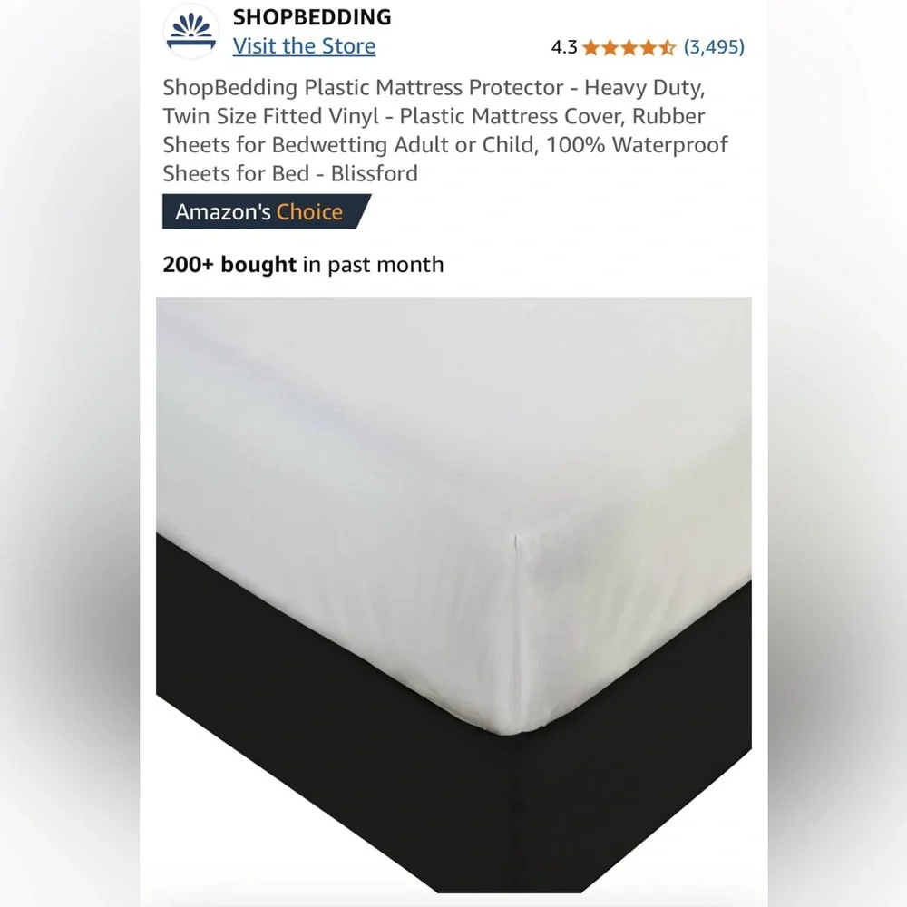 NWT Vinyl Twin Mattress Protector.  See measurements in photos. New unopened!!